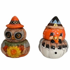 Johanna Parker SALT AND PEPPER SHAKERS New in box OWL AND TURKEY